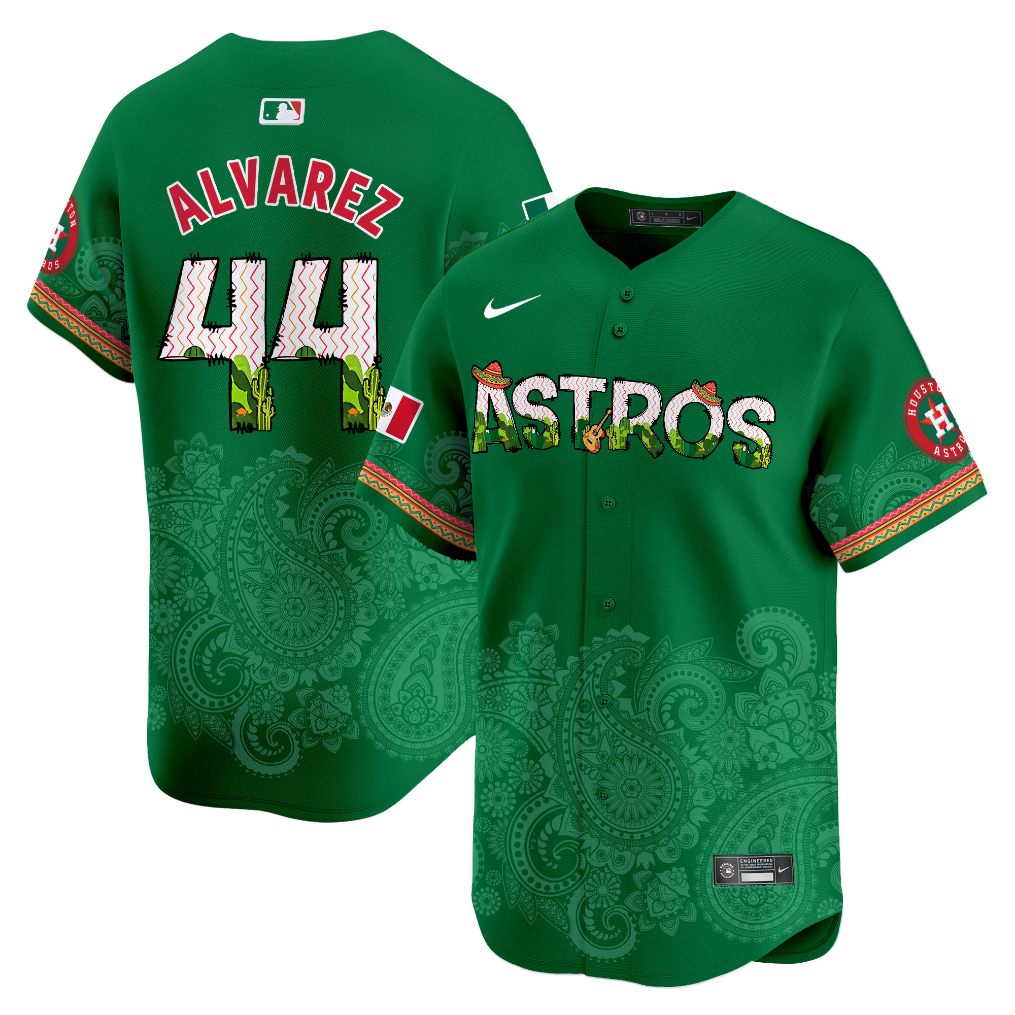 Men's Yordan ¡lvarez Houston Astros Paisley Mexico Vapor Premier Limited Green Jersey V4 - Printed