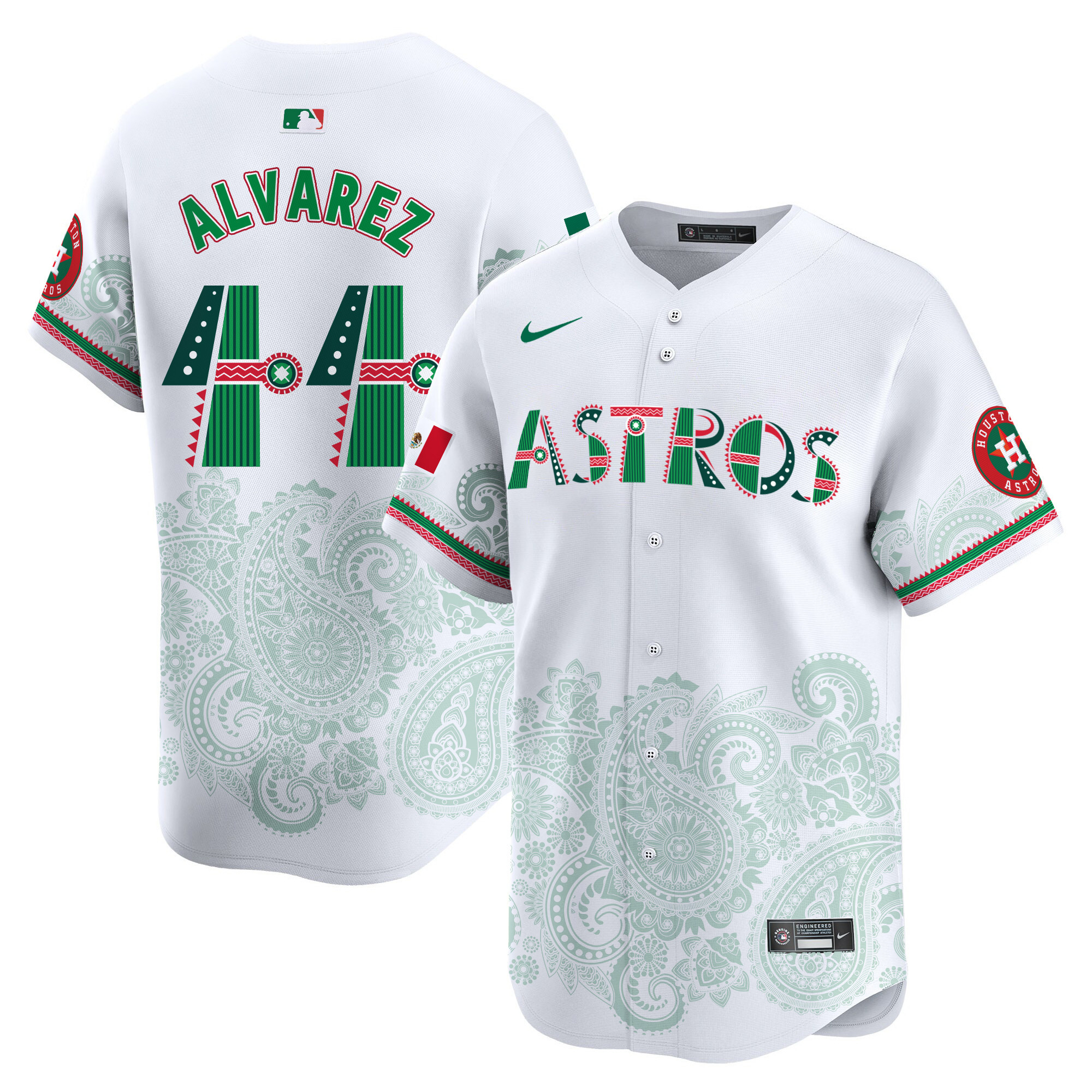 Men's Yordan ¡lvarez Houston Astros Paisley Mexico Vapor Premier Limited White Jersey V2- Printed