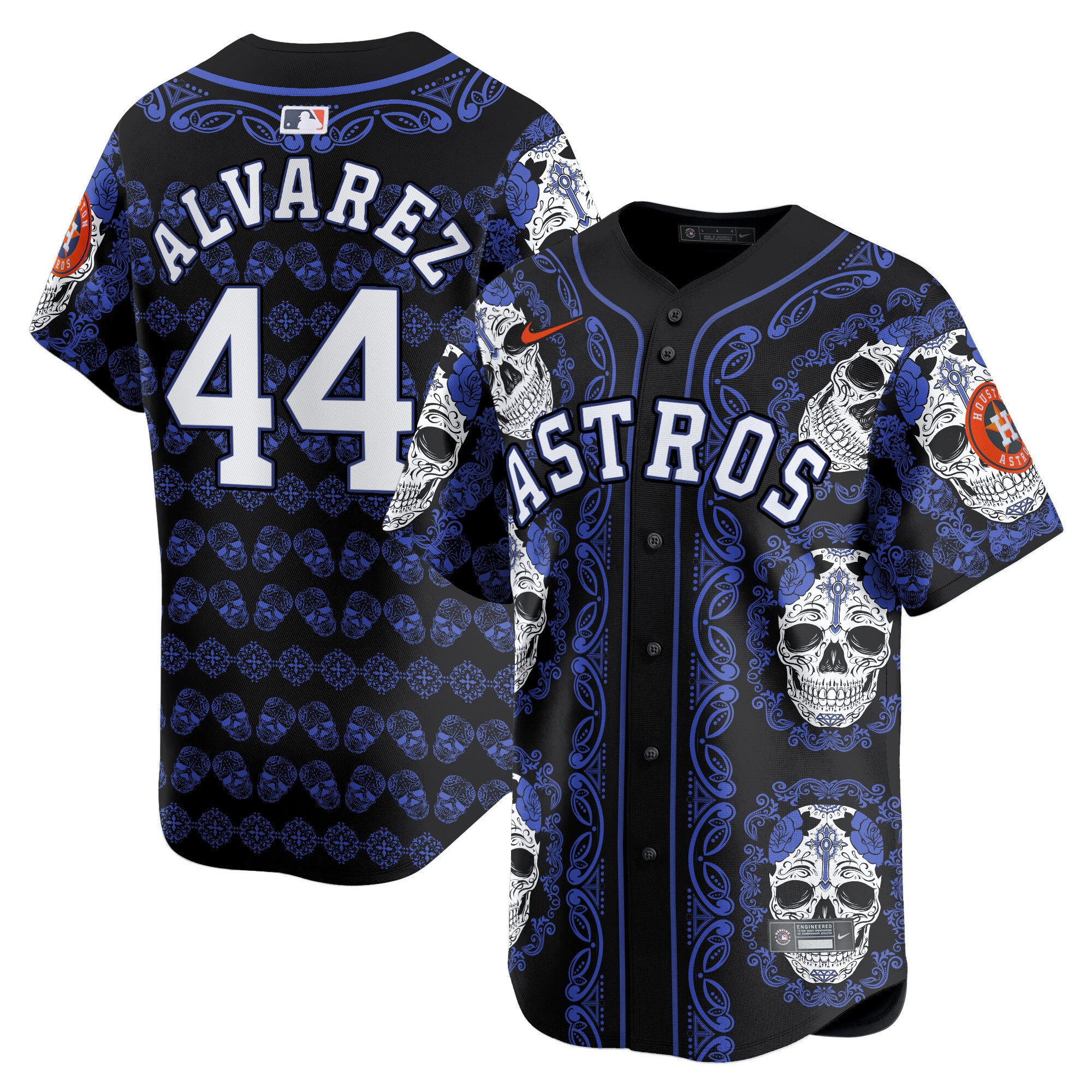 Men's Yordan ¡lvarez Houston Astros Paisley Sugar Skull Vapor Premier Limited Navy Jersey - Printed