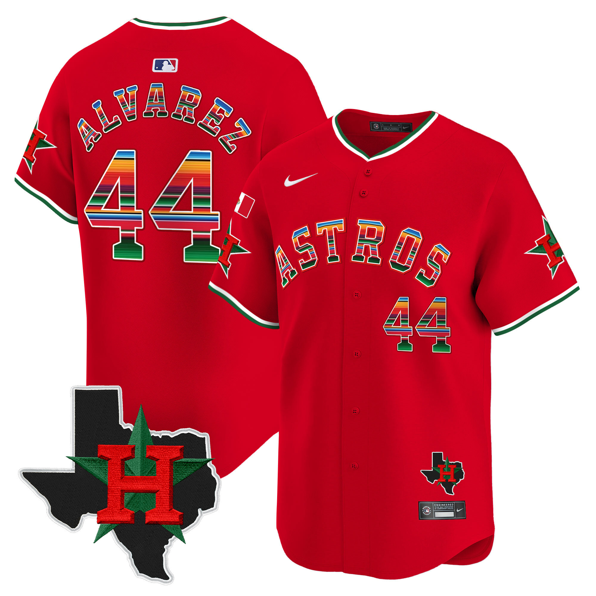 Men's Yordan ¡lvarez Mexico Texas Patch Vapor Premier Limited Red Houston Astros Jersey V2 - All Stitched