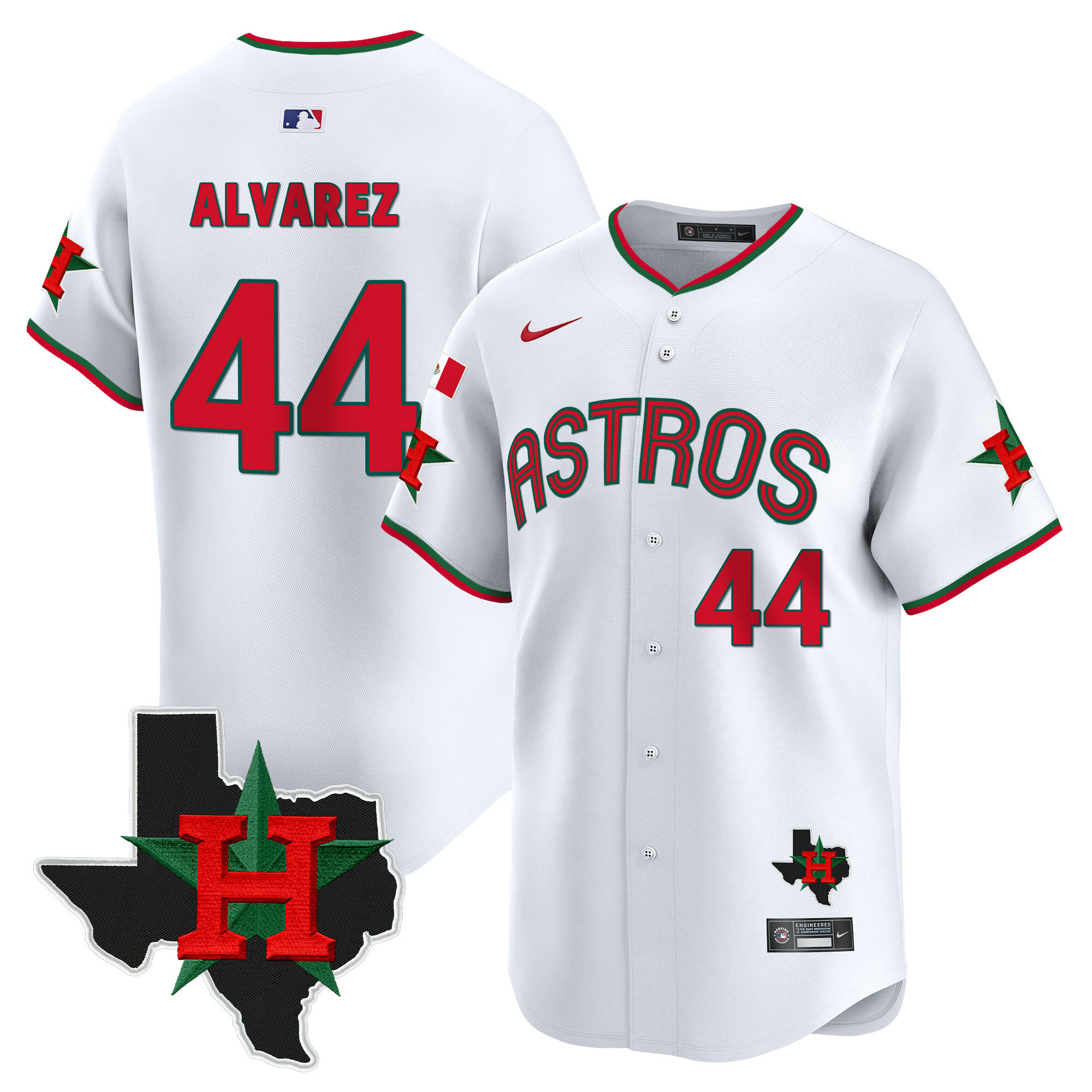 Men's Yordan ¡lvarez Mexico Texas Patch Vapor Premier Limited White Houston Astros Jersey V3 - All Stitched