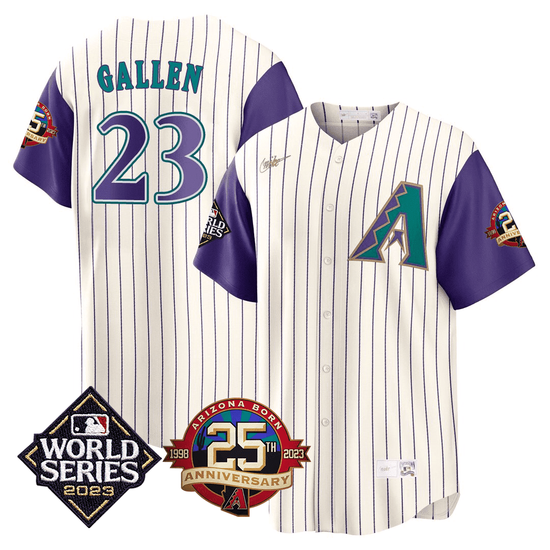 MEN'S ZAC GALLEN ARIZONA DIAMONDBACKS 2023 WORLD SERIES PATCH THROWBACK JERSEY - ALL STITCHED