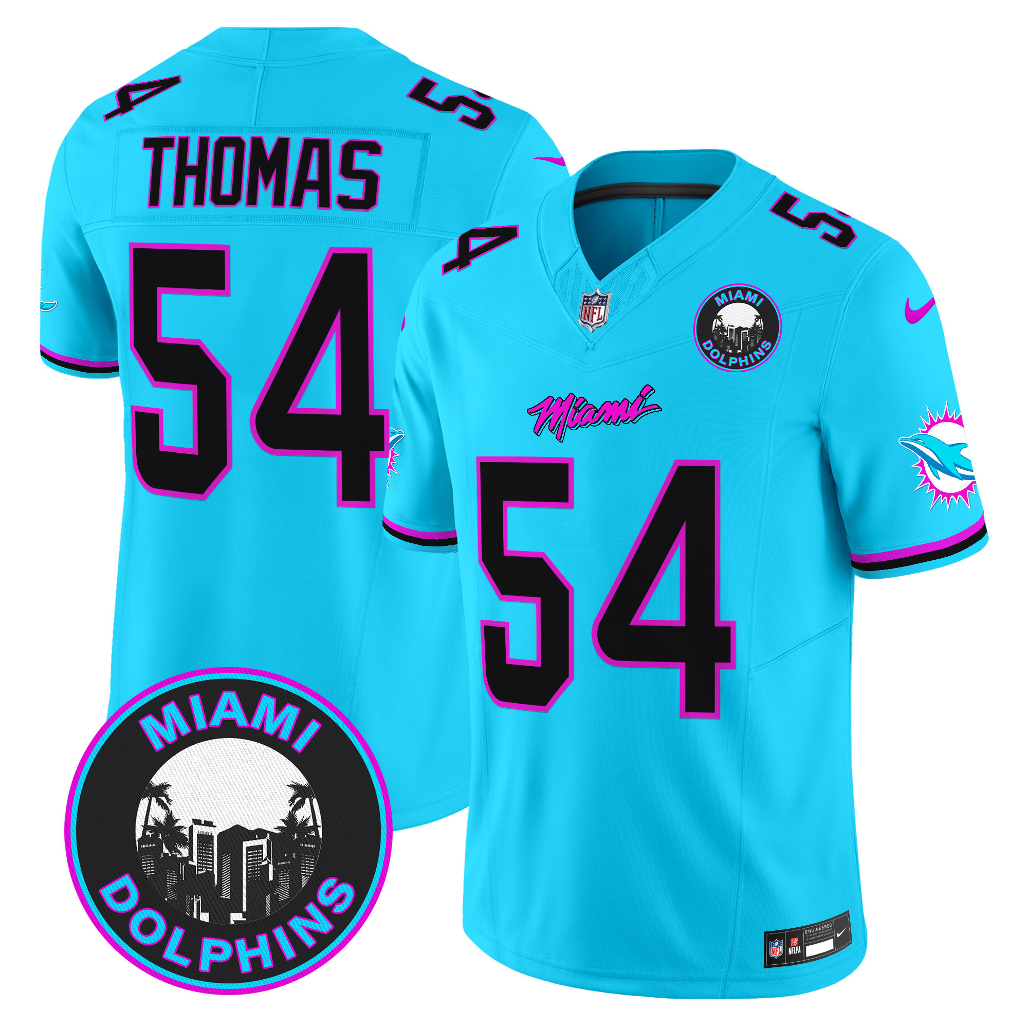Men's Zach Thomas Miami Dolphins "Miami Vice" Vapor Limited Aqua Jersey V3 - All Stitched