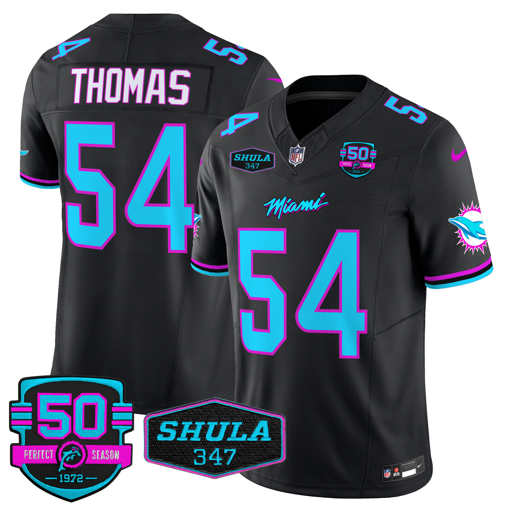 Men's Zach Thomas Miami Dolphins "Miami Vice" Vapor Limited Black Jersey V4 - All Stitched