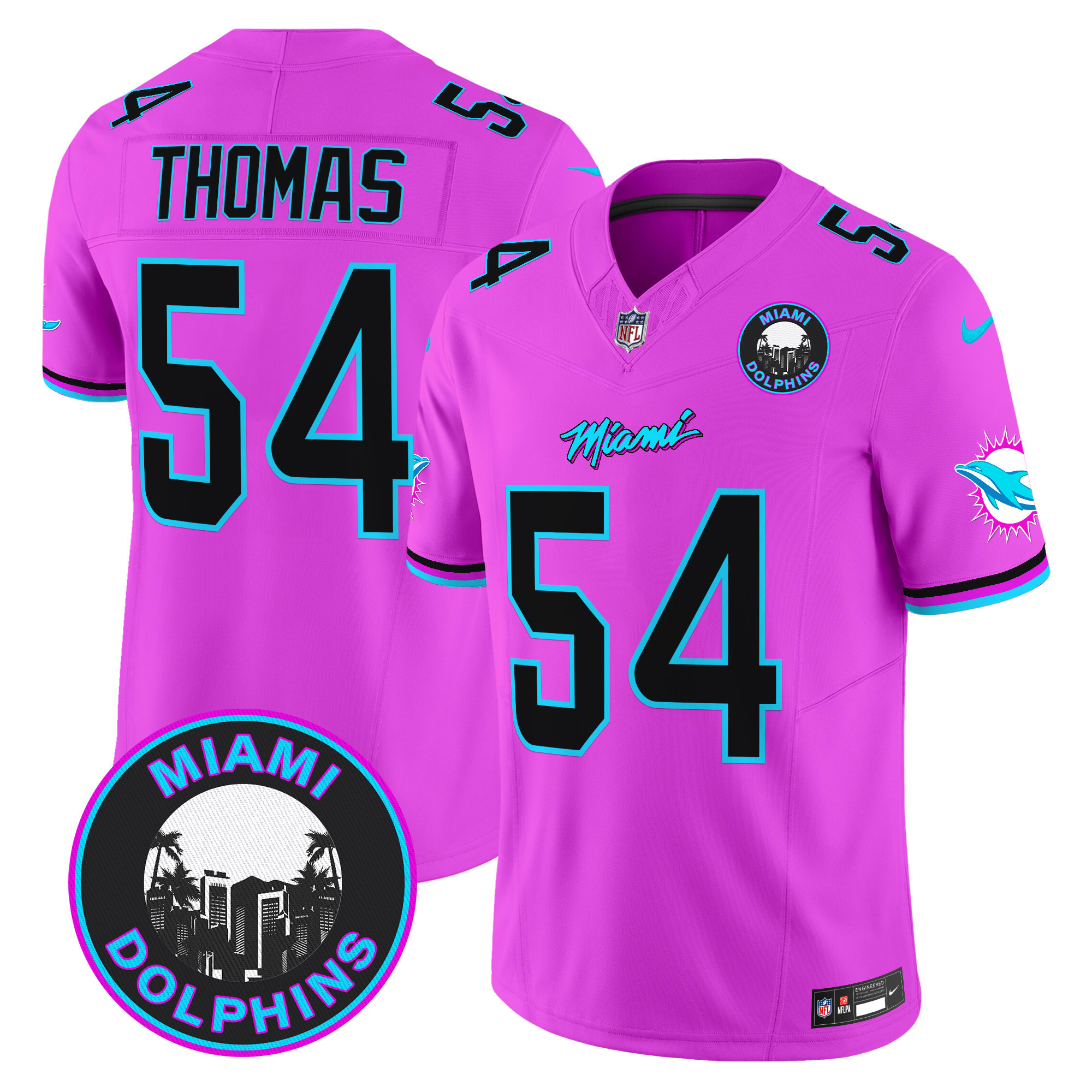 Men's Zach Thomas Miami Dolphins "Miami Vice" Vapor Limited Pink Jersey V3 - All Stitched