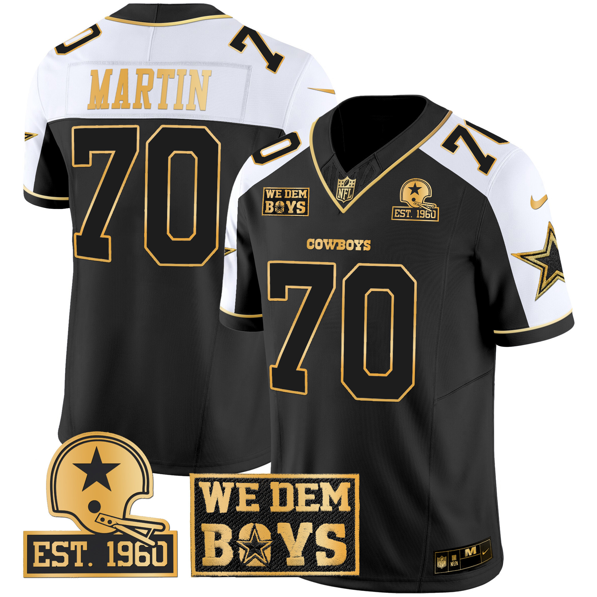 Men's Zack Martin Dallas Cowboys Est. 1960 & We Dem Boyz Patch Gold Vapor Limited Alternate Jersey - All Stitched
