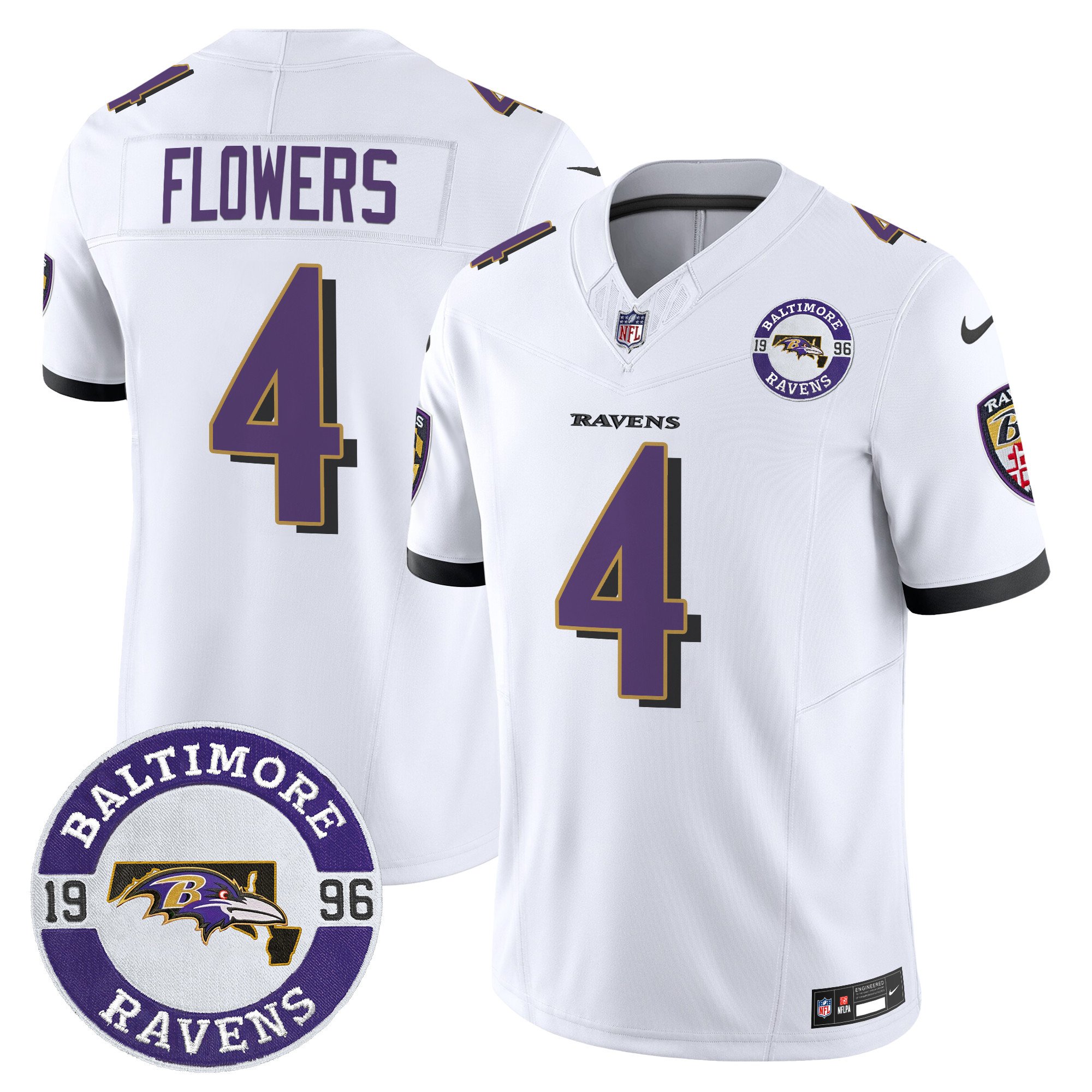 Men's Zay Flowers Baltimore Ravens 2024 Vapor Limited White Jersey - All Stitched
