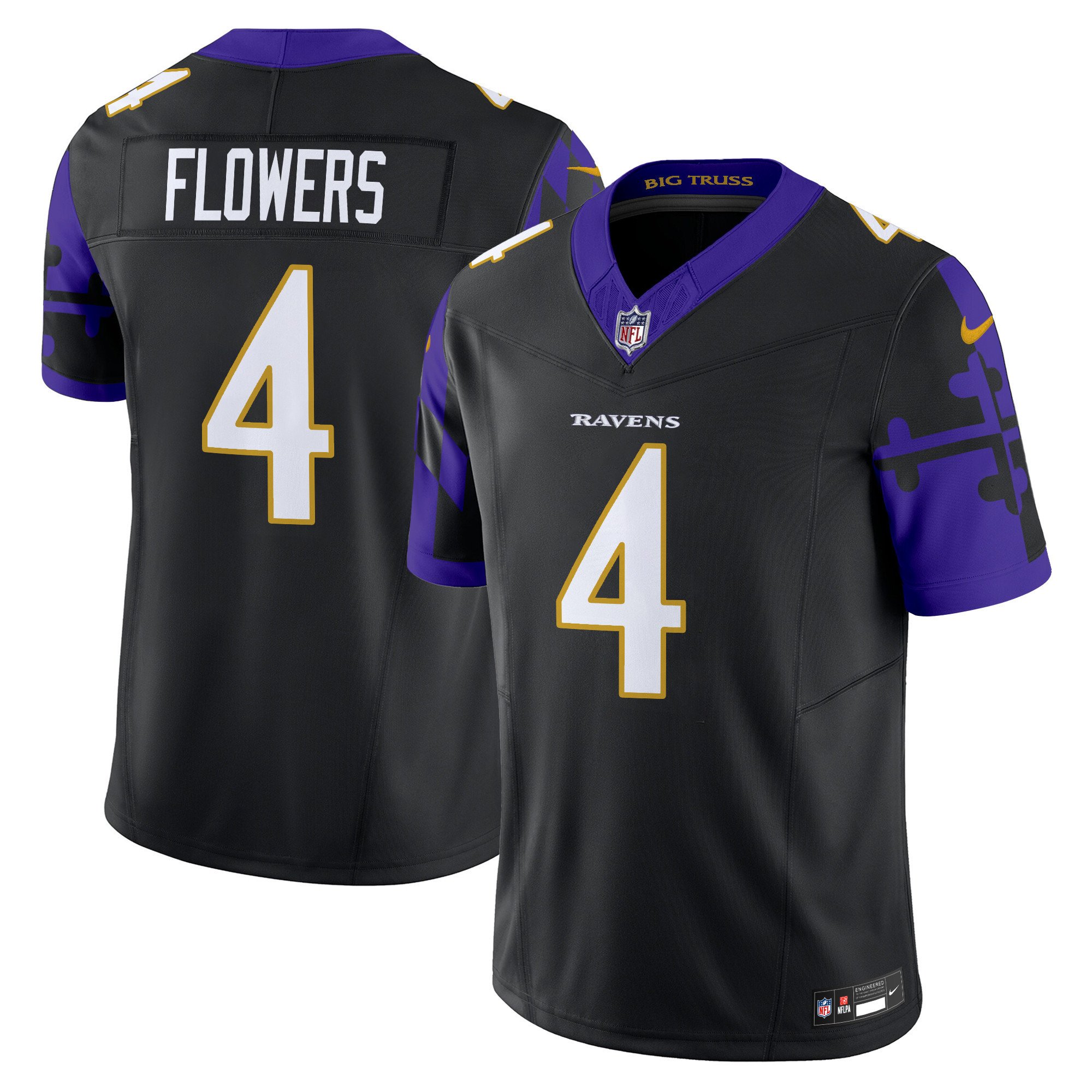 Men's Zay Flowers Baltimore Ravens Maryland Flag Vapor Limited Black Jersey - All Stitched