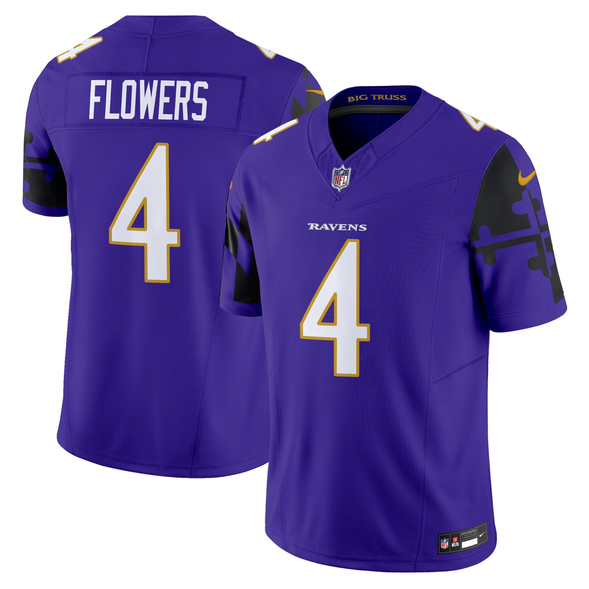 Men's Zay Flowers Baltimore Ravens Maryland Flag Vapor Limited Purple Jersey - All Stitched