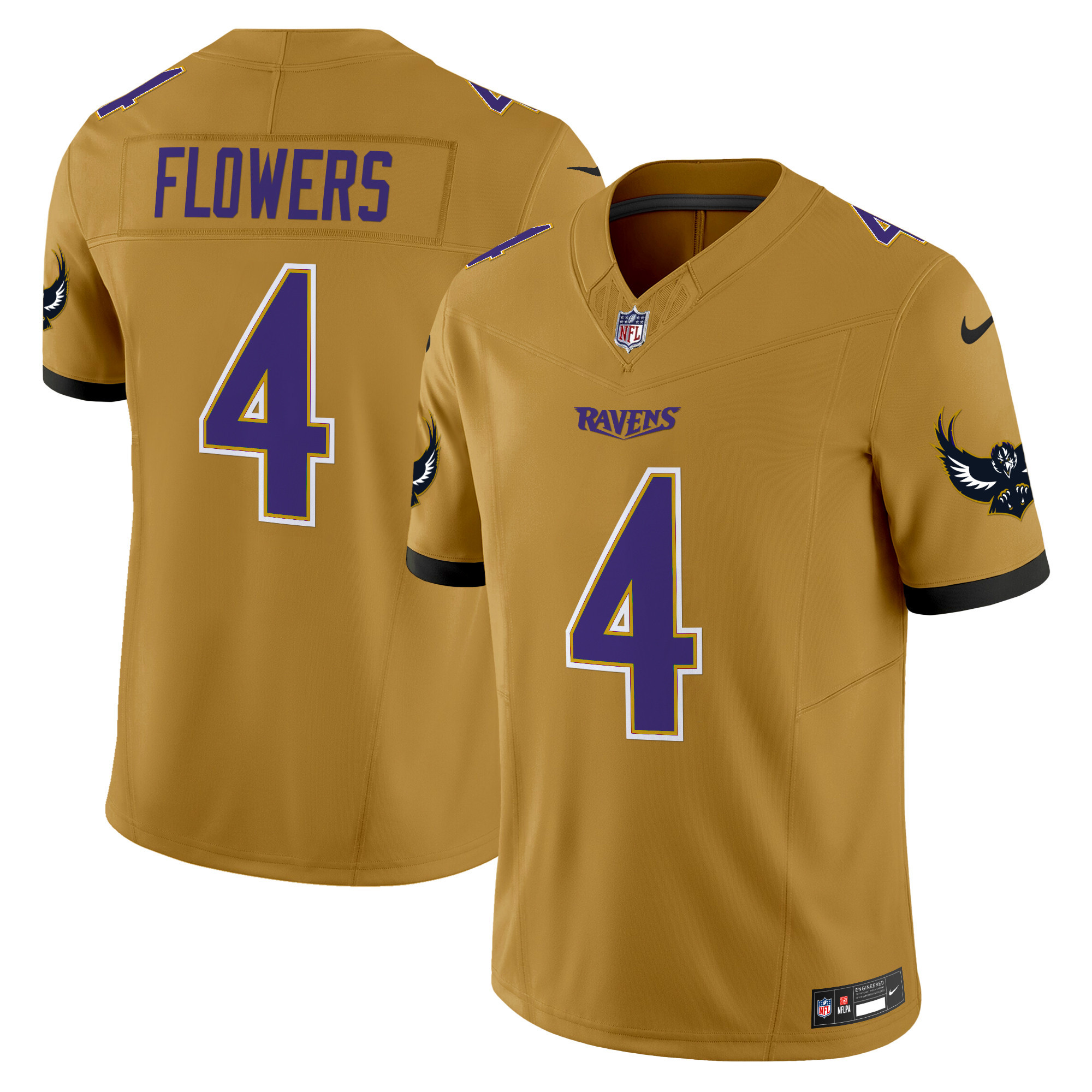 Men's Zay Flowers Baltimore Ravens Special Vapor Limited Gold Jersey - All Stitched