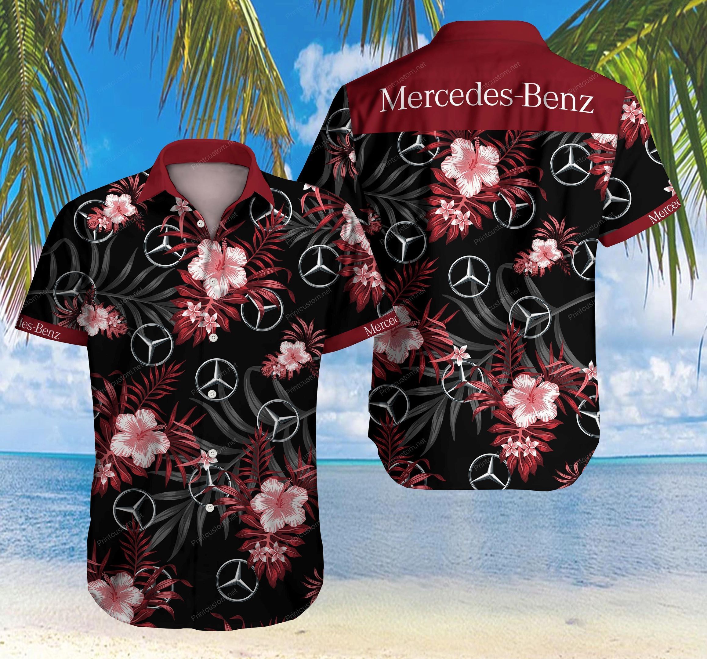 Mercedes Hawaii Shirt Ver Summer Button Up Shirt For Men Beach Wear Hawaii Shirt Hawaiian Beach