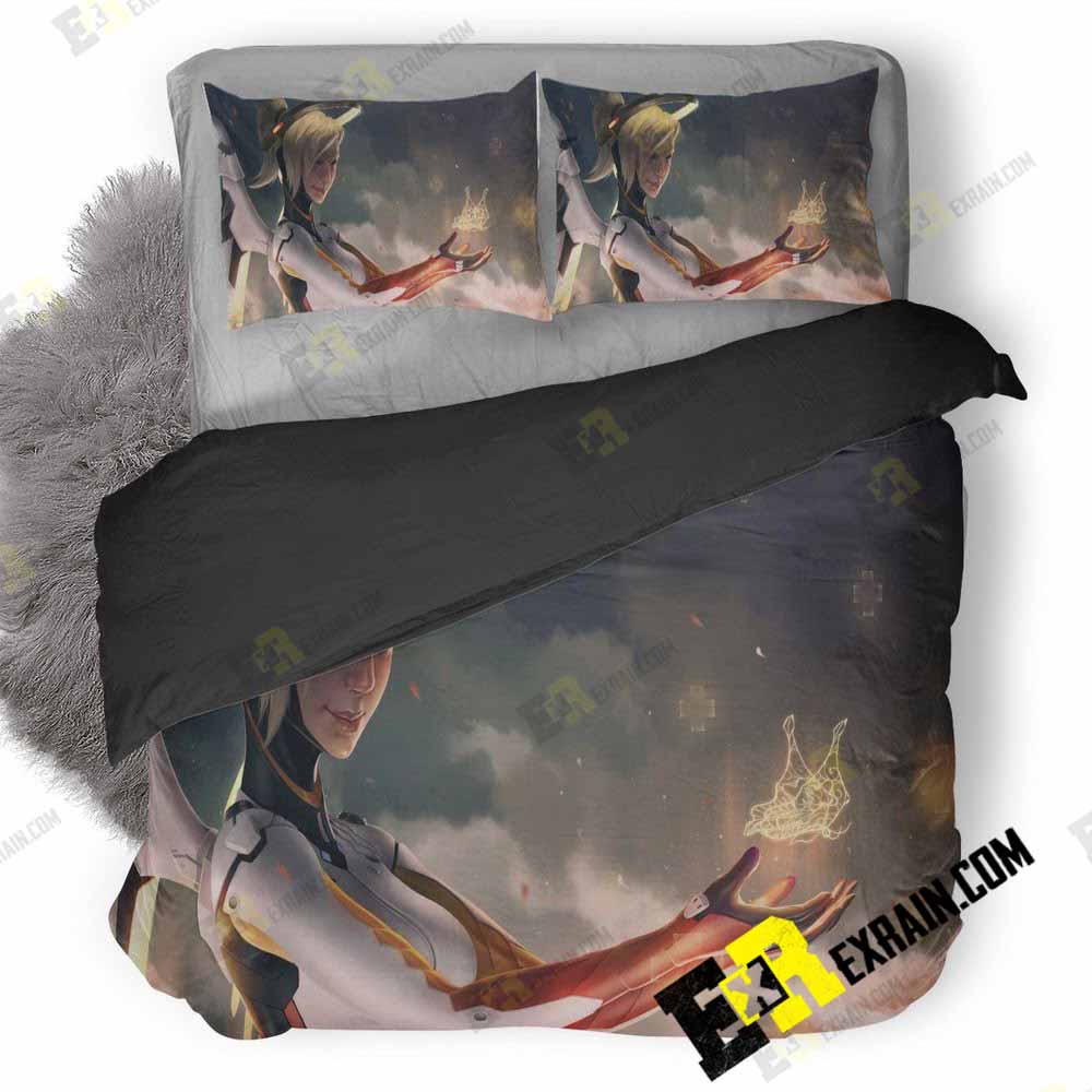 Mercy Overwatch Game Artworks P 3D Customized Duvet Cover Bedding Set