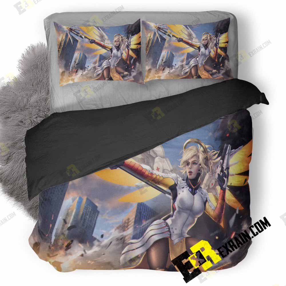 Mercy Overwatch Game Fanart 06 3D Customized Duvet Cover Bedding Set