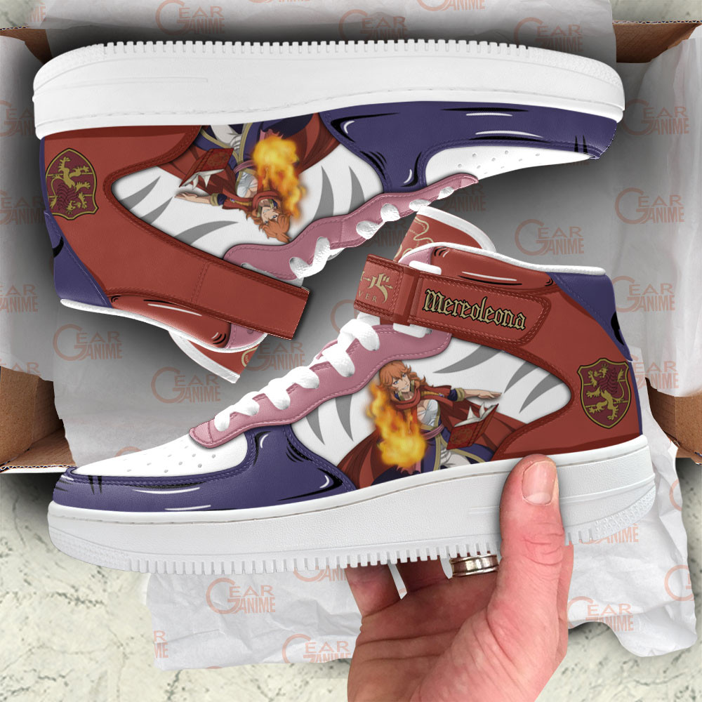 Mereoleona Vermillion Sneakers Air Mid Custom Black Clover Anime Shoes