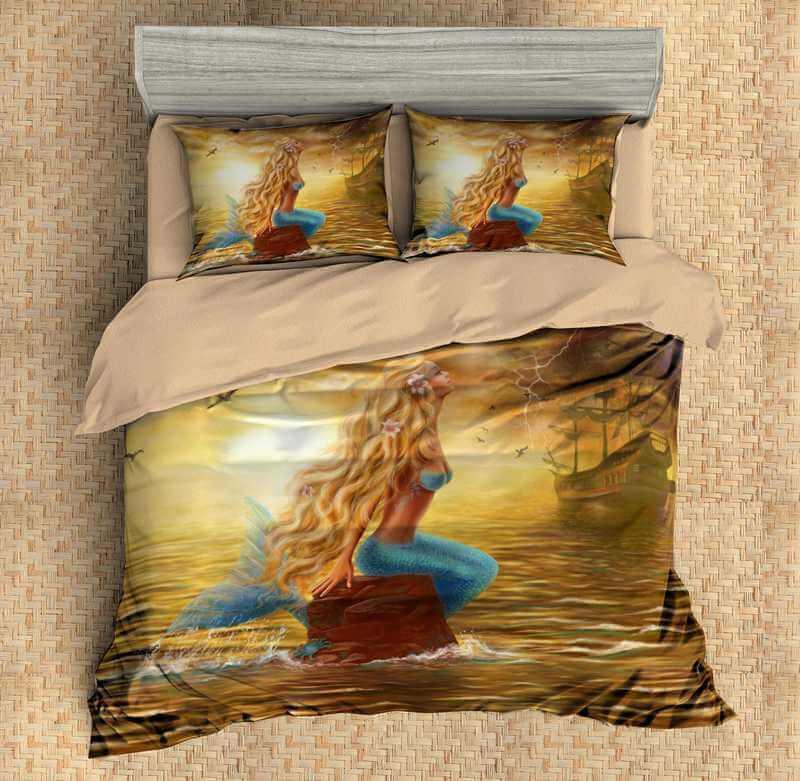 Mermaid 3D Customized Duvet Cover Bedding Set