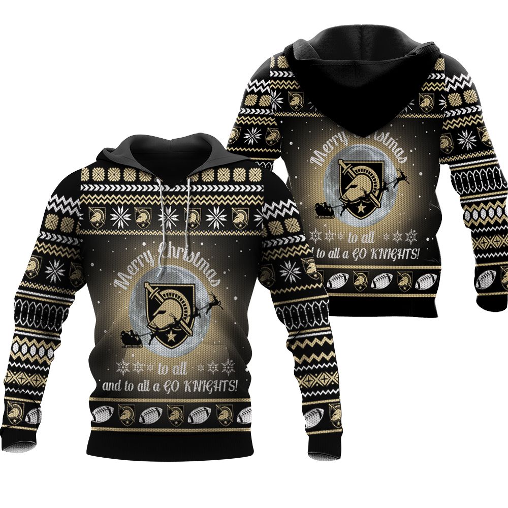 merry christmas Army Black Knights to all and to all a go Knights christmas printed 3D Hoodie