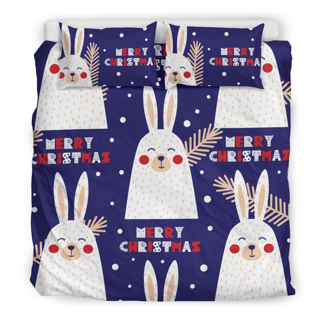 Merry Christmas Bunny 3D Customized Duvet Cover Bedding Set