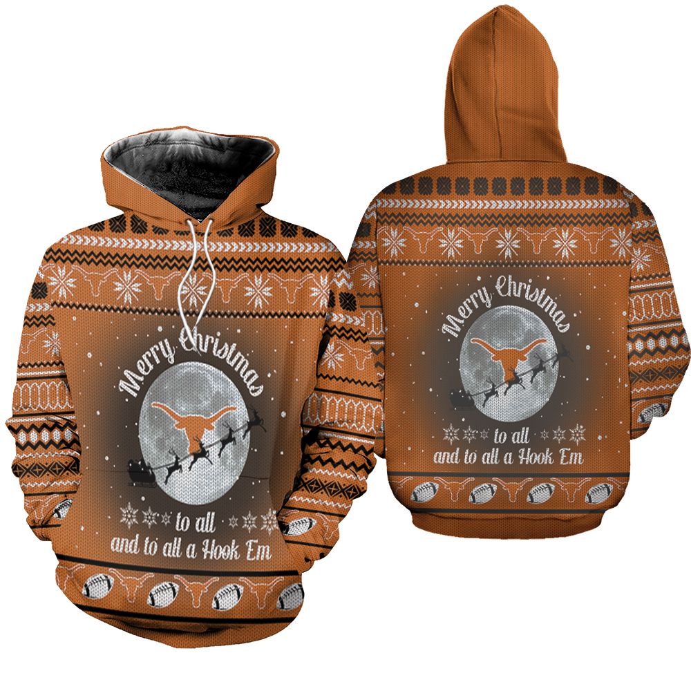 Merry Christmas To All And To All A Hook Em Texas Longhorns Christmas Hoodie