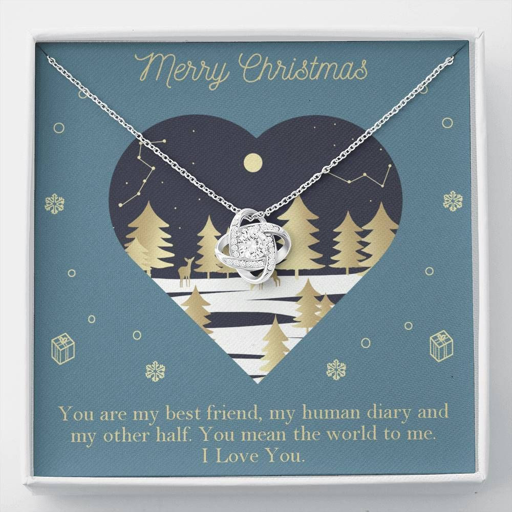 Merry Christmas You Mean The World To Me To Mom Love Knot Necklace