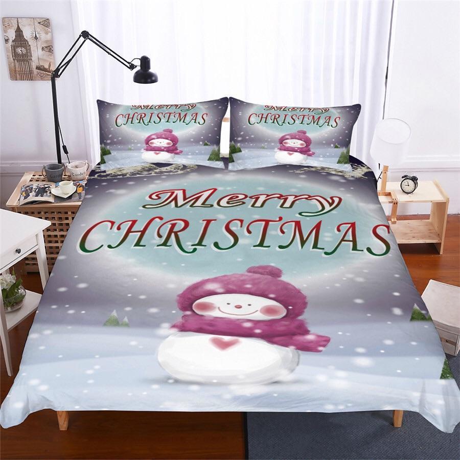 Merry Christmasnowman 3D Customized Duvet Cover Bedding Set