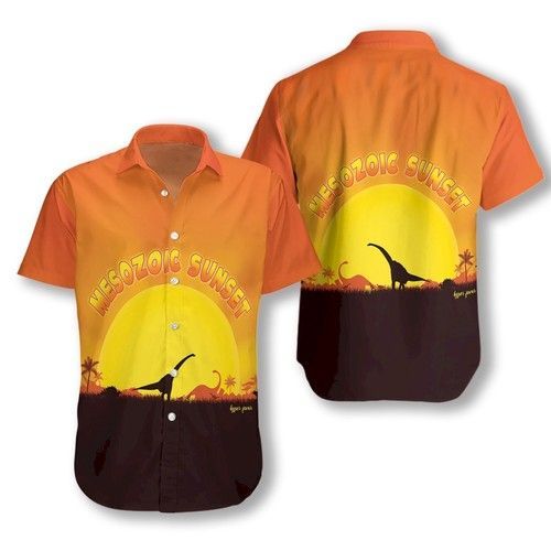 Mesozoic Sunset Dinosaur Ez21 2710 Hawaiian Shirt