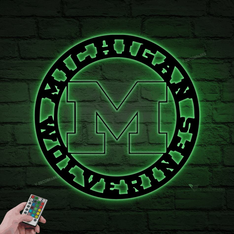 Metal Michigan Wolverines Led Lights Sign, Michigan Wolverines Sign, Michigan Football Sign, Michigan Sports Sign, Wolverines Sign, College Decor