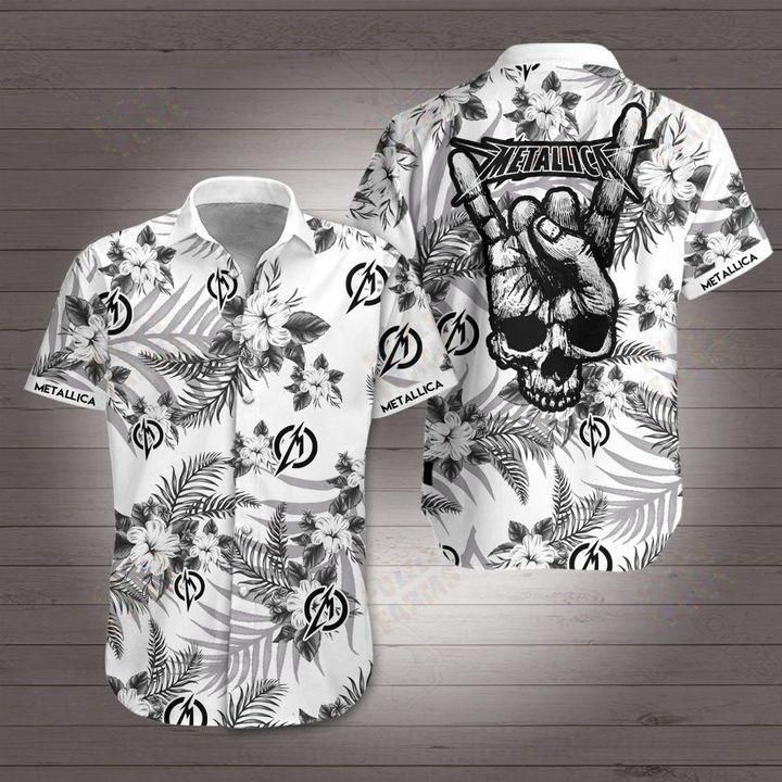 Metallica Rock Band Hawaiian Shirt White Men Women Beach Wear Hawaii Shirt