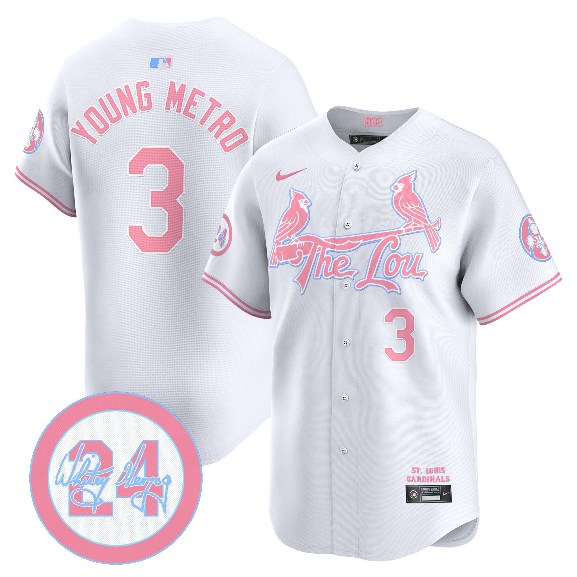 Metro BoominUnisex St. Louis Cardinals Bubblegum Pink Vapor Premier Limited White Jersey - All Stitched
