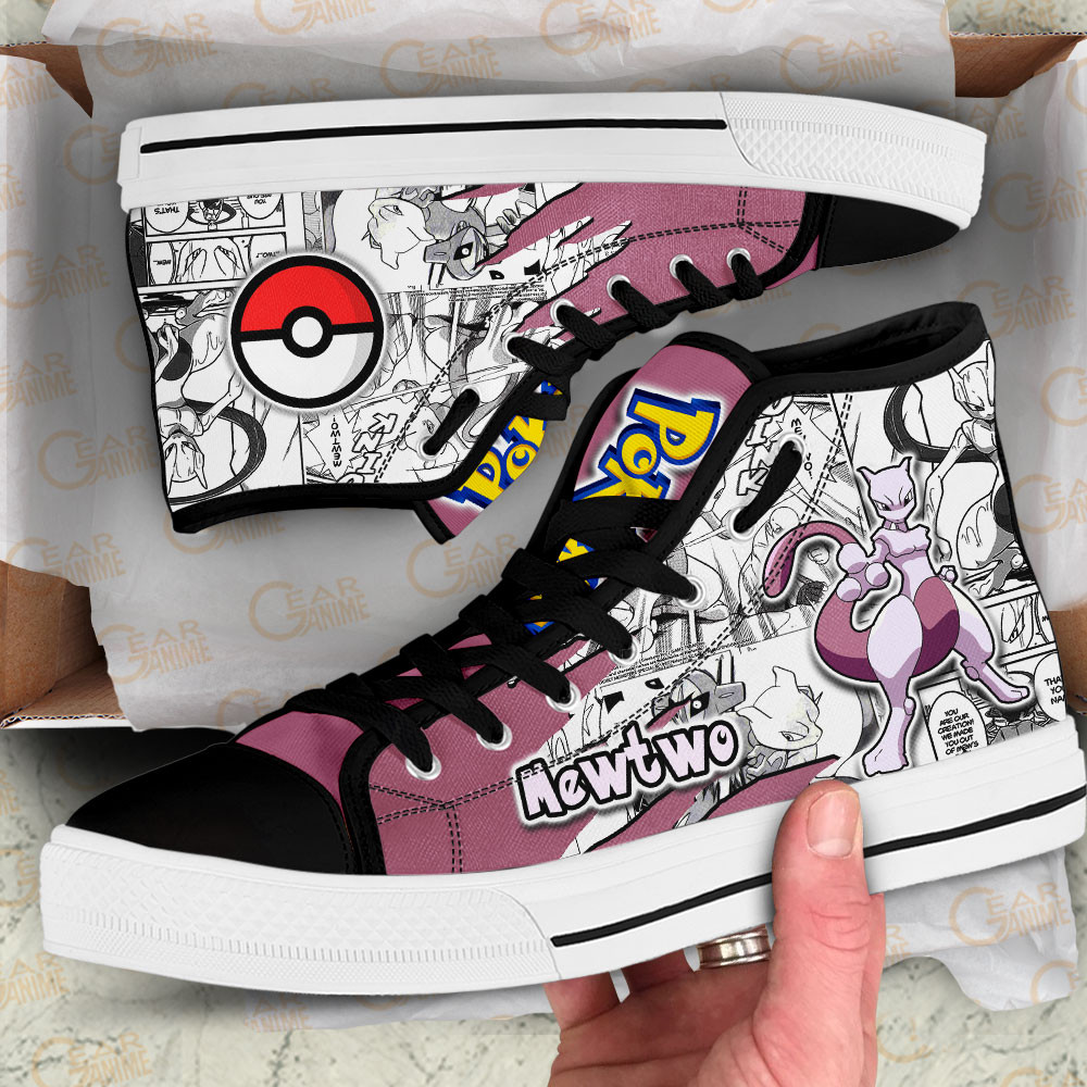 Mewtwo High Top Shoes Custom Pokemon Anime Sneakers Mix Manga