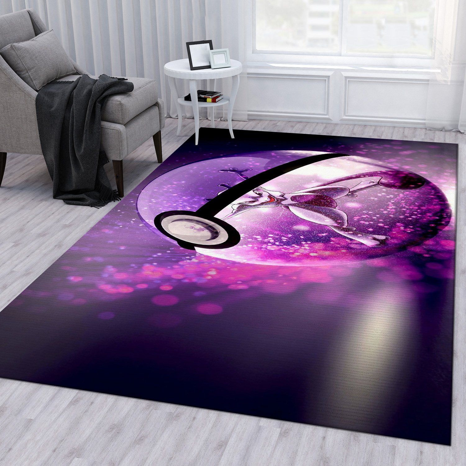 Mewtwo Pokemon Rectangle Rug – Custom Size And Printing