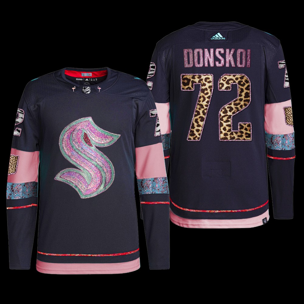 MGK Leopard Print Seattle Kraken Joonas Donskoi Jersey Diamond Limited Navy #72 Uniform