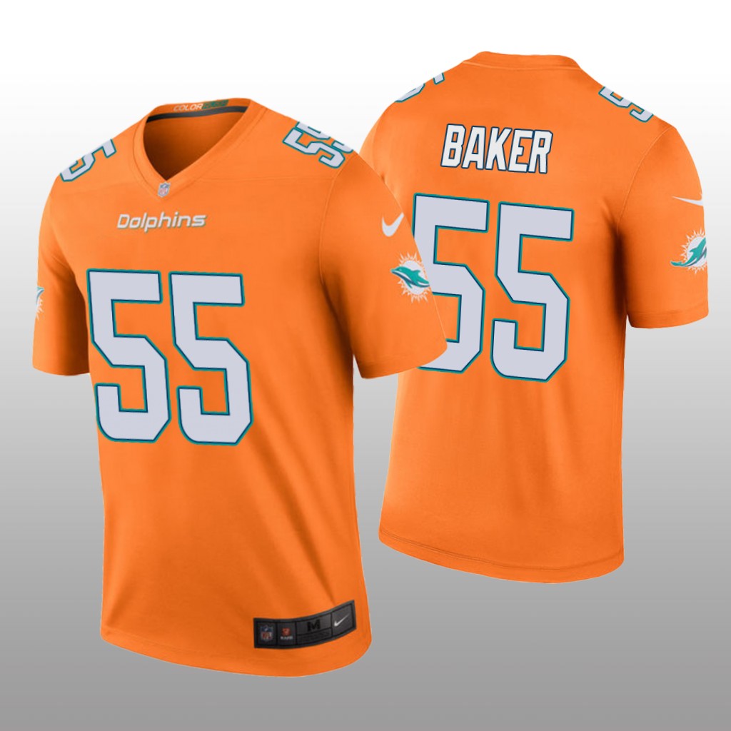 Miami Dolphins #55 Jerome Baker Orange legend color rush Jersey - Men's