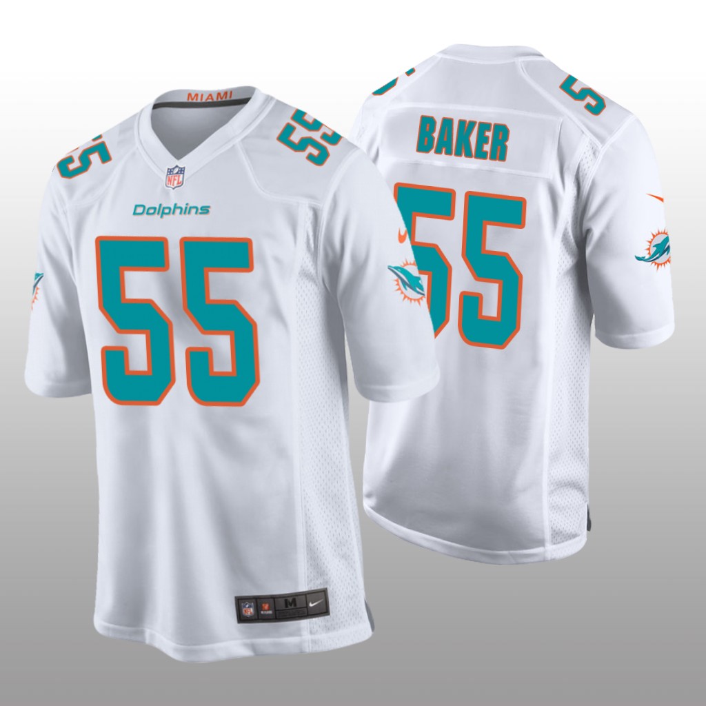 Miami Dolphins #55 White Men's Jerome Baker Game Jersey