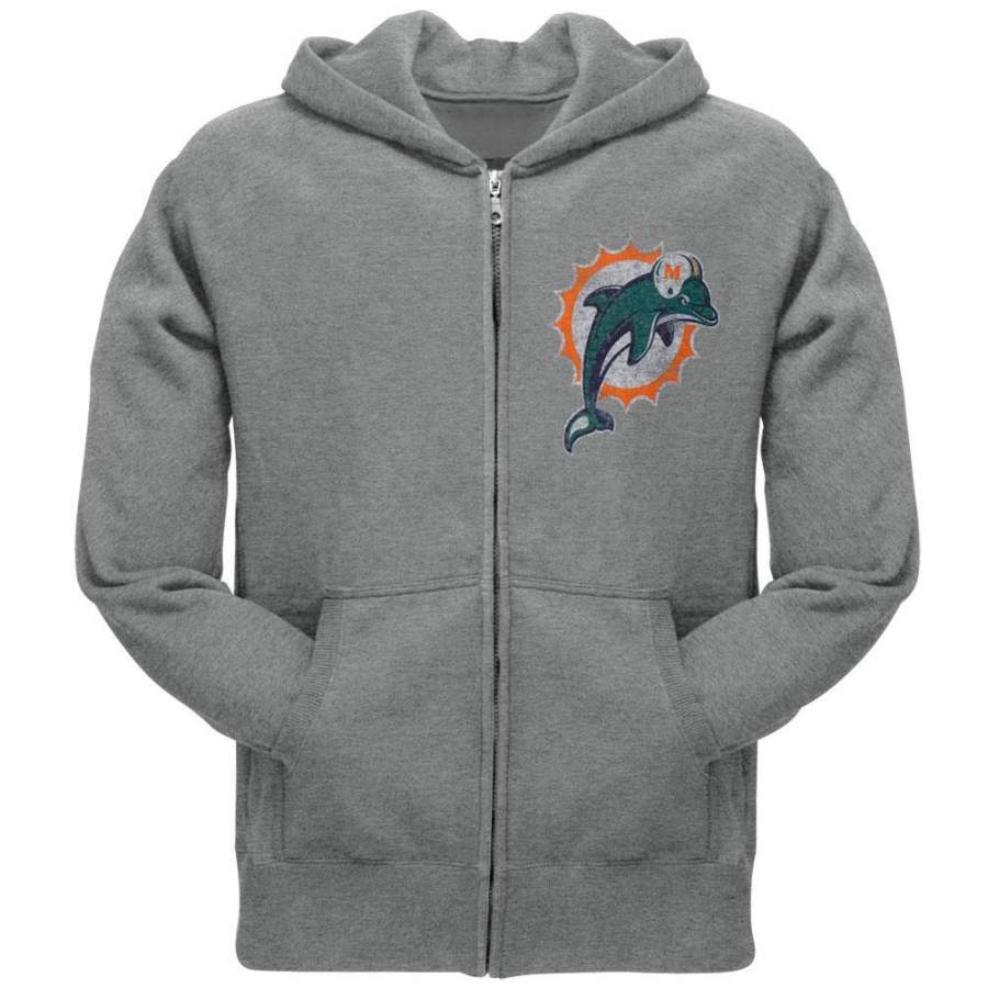Miami Dolphins – Vintage Logo Overdye Pullover / Zip Hoodie