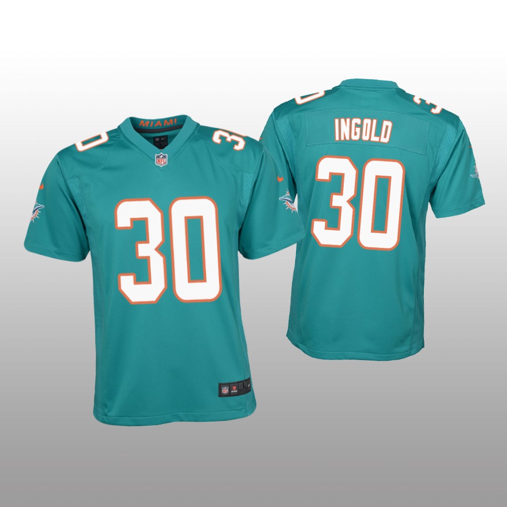 Miami Dolphins Alec Ingold Aqua Jersey Game - Youth