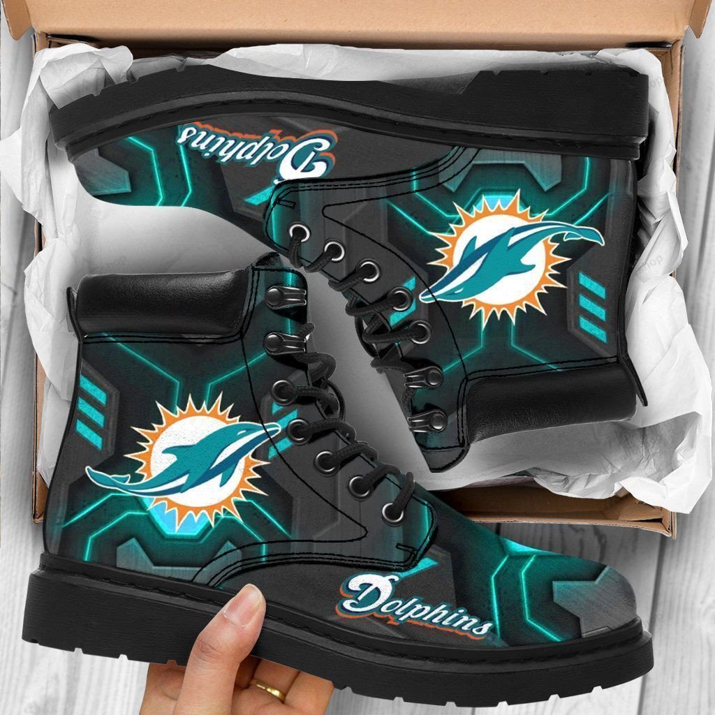 Miami Dolphins Boots – Premium Shoes/ Premium Leather Boots – Gift For Sports Lovers