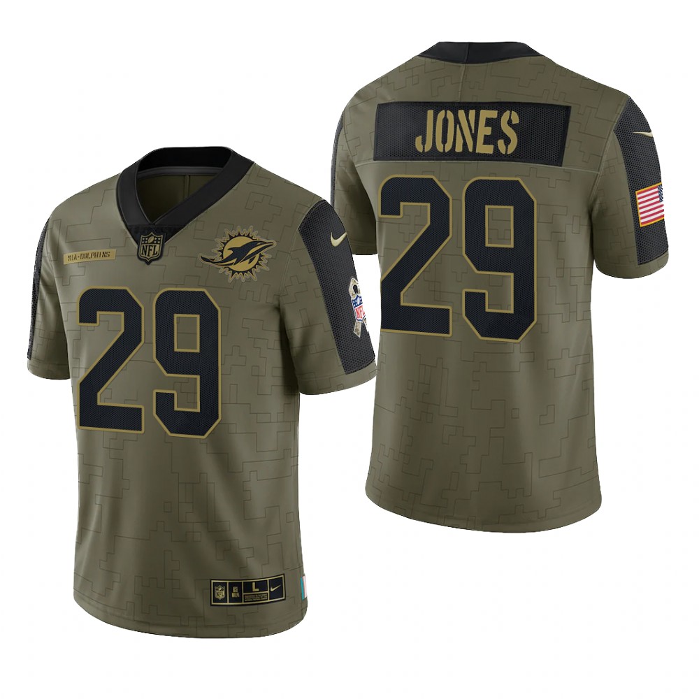 Miami Dolphins Brandon Jones Olive Limited Jersey 2021 Salute To Service - Men's