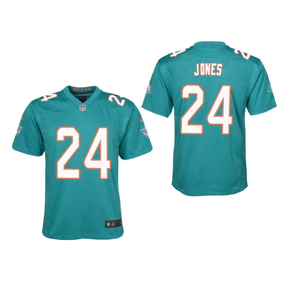 Miami Dolphins Byron Jones Aqua Jersey Game - Youth