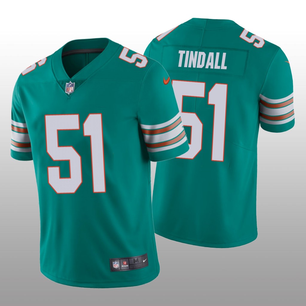 Miami Dolphins Channing Tindall Aqua Jersey Alternate Vapor Limited Men's