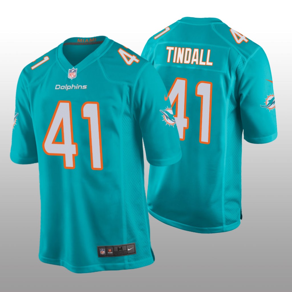 Miami Dolphins Channing Tindall Aqua Jersey Game - Men's