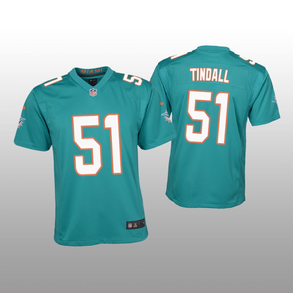 Miami Dolphins Channing Tindall Aqua Jersey Game - Youth