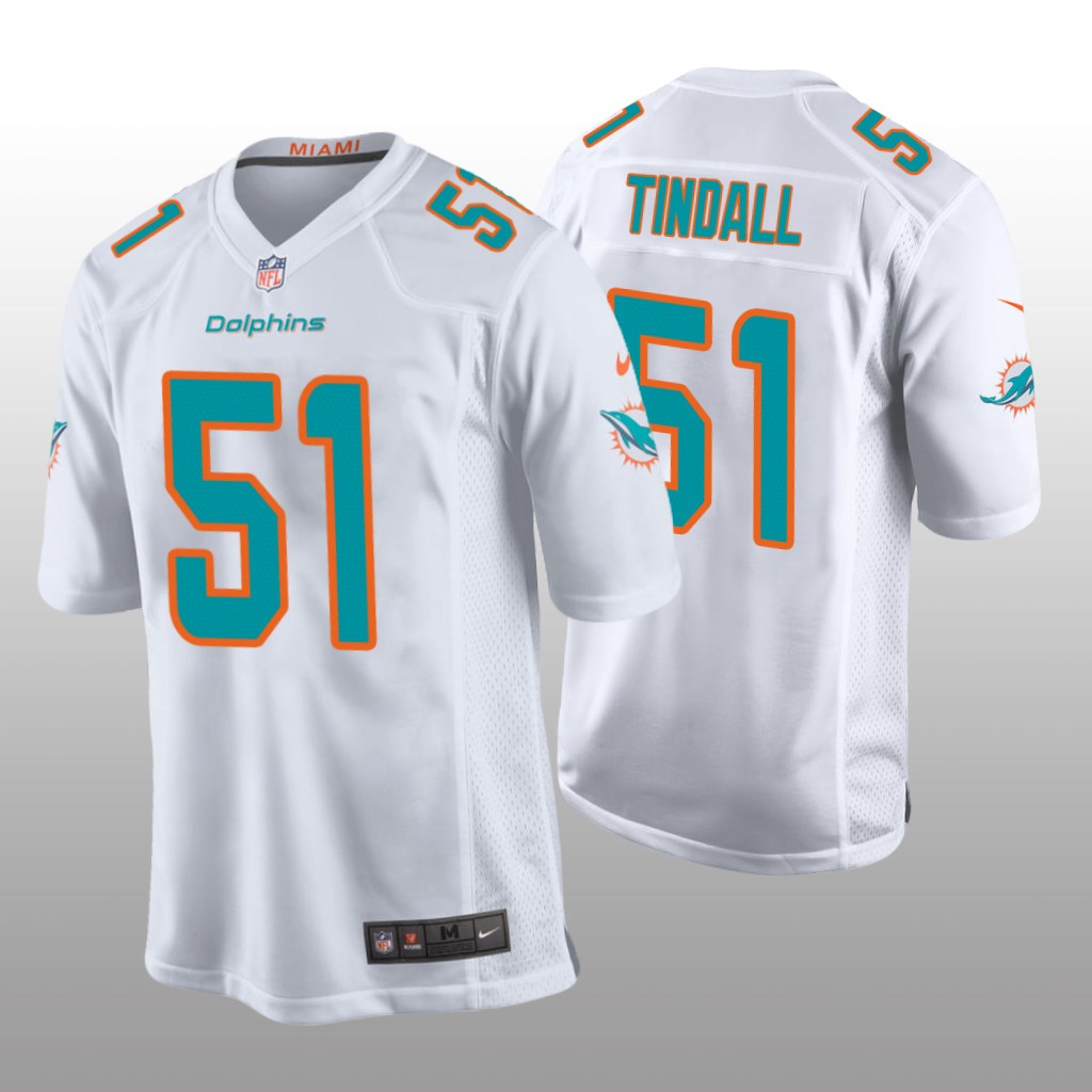 Miami Dolphins Channing Tindall White Jersey Game - Men's