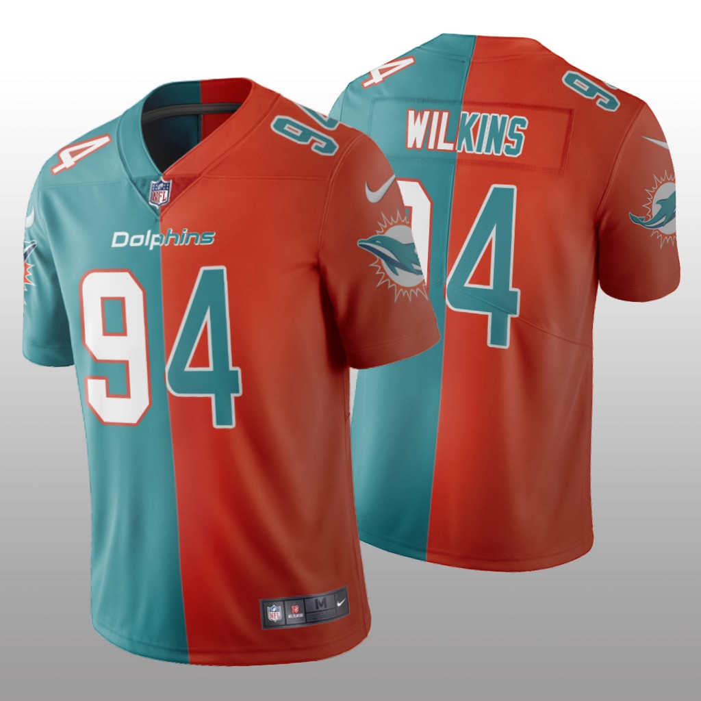 Miami Dolphins Christian Wilkins Aqua Orange Vapor Limited Split Jersey Two Tone - Men's
