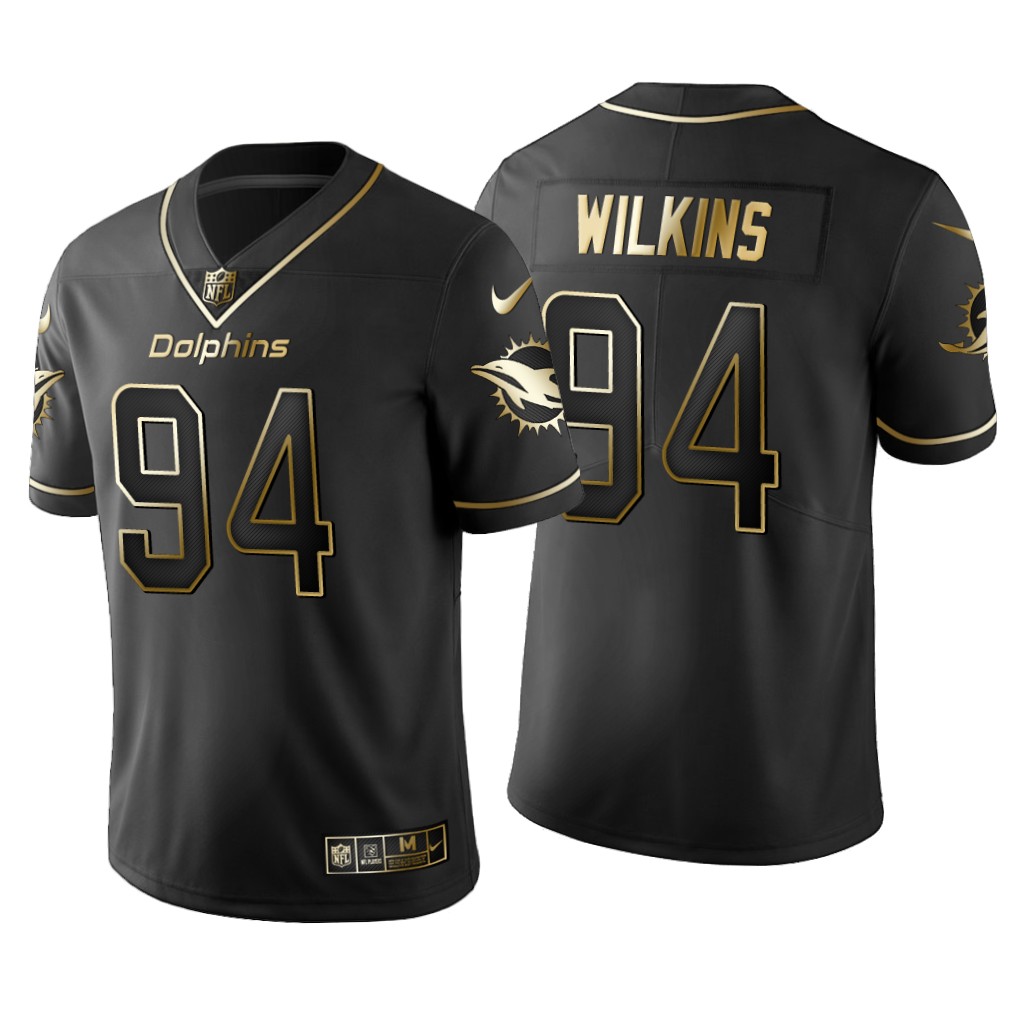 Miami Dolphins Christian Wilkins Black Jersey Golden Edition Men's