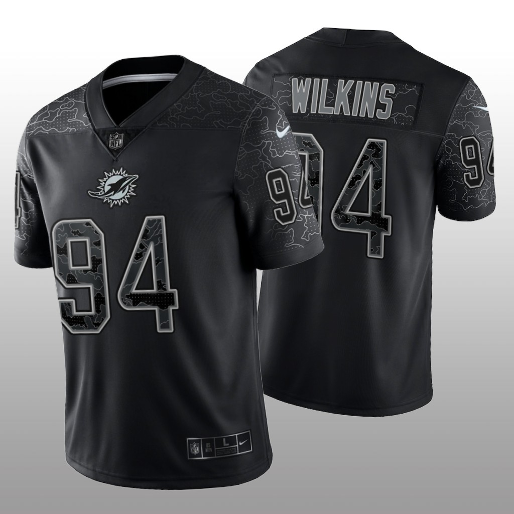 Miami Dolphins Christian Wilkins Black Jersey Reflective Limited - Men's