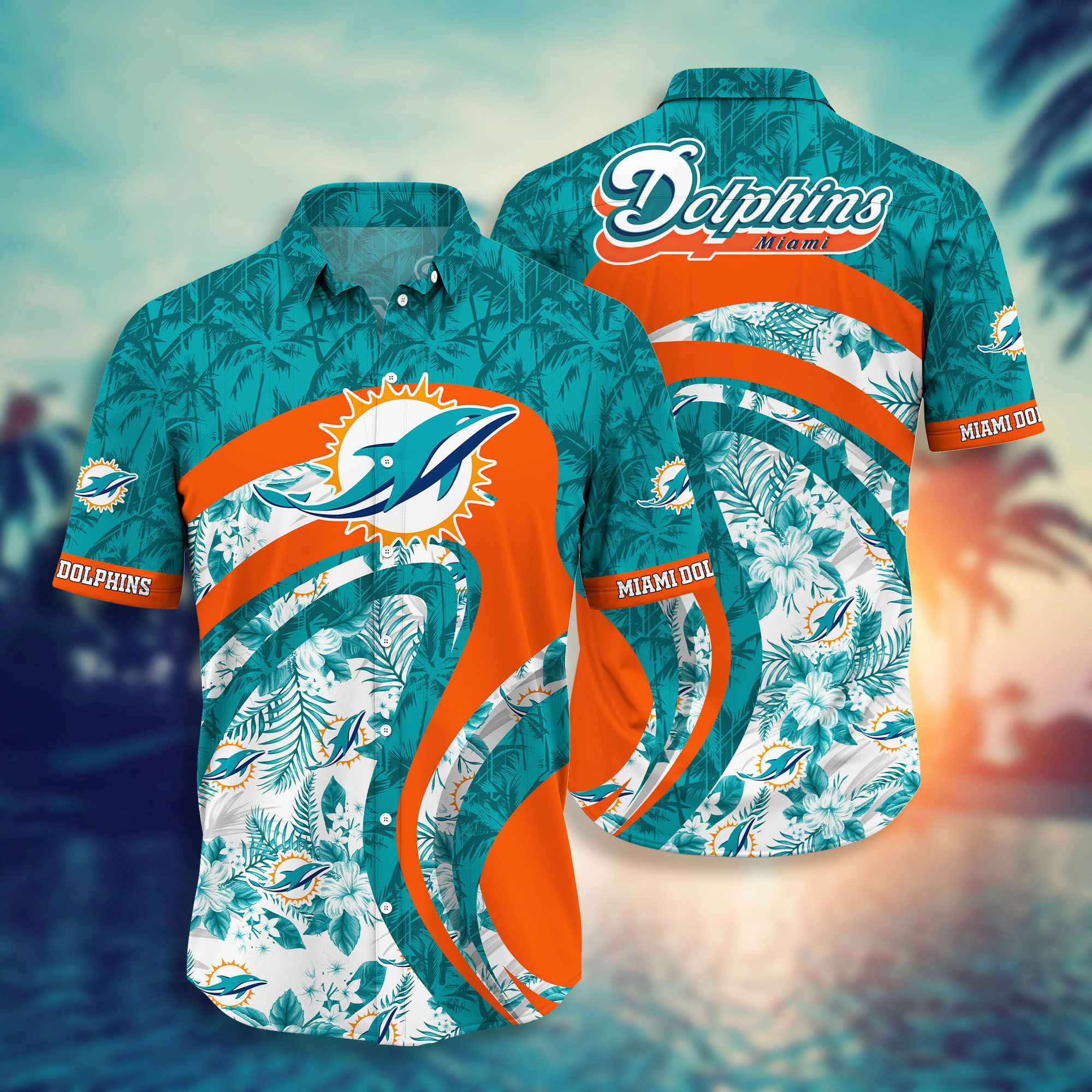 Miami Dolphins Coconut and Flower Hawaiian Shirt