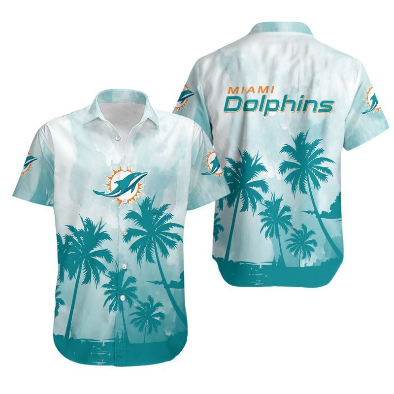Miami Dolphins Coconut Trees2 Hawaiian Shirt