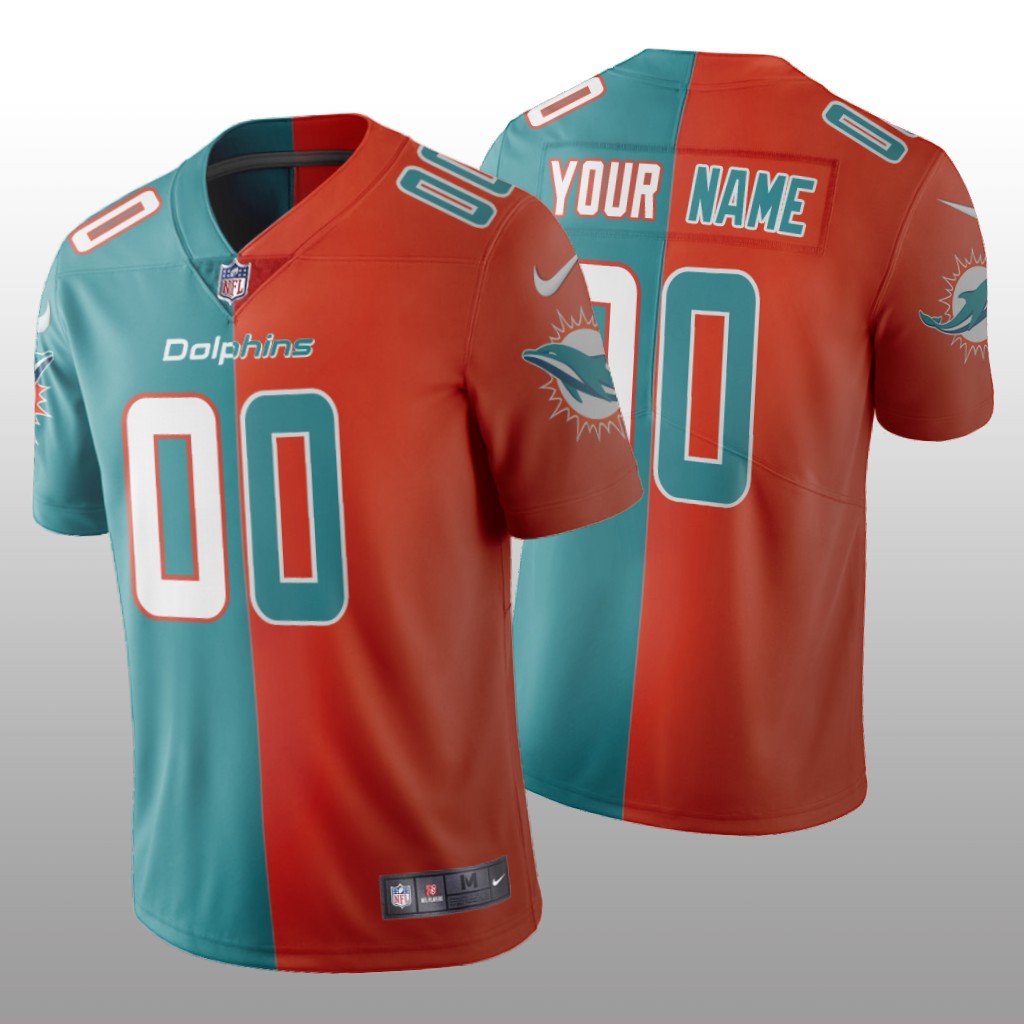 Miami Dolphins Custom Aqua Orange Vapor Limited Split Jersey Two Tone - Men's