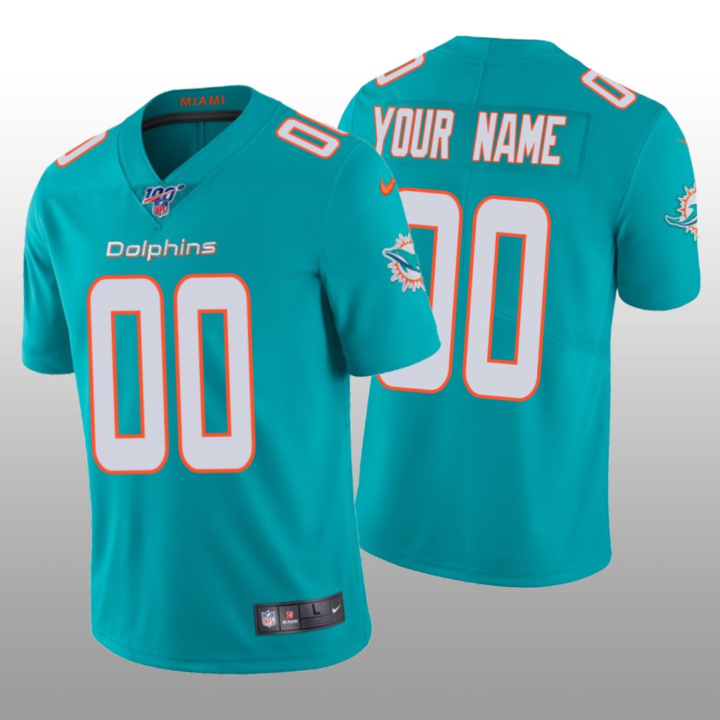 Miami Dolphins Custom Aqua Vapor Limited Jersey 100th Season - Men's
