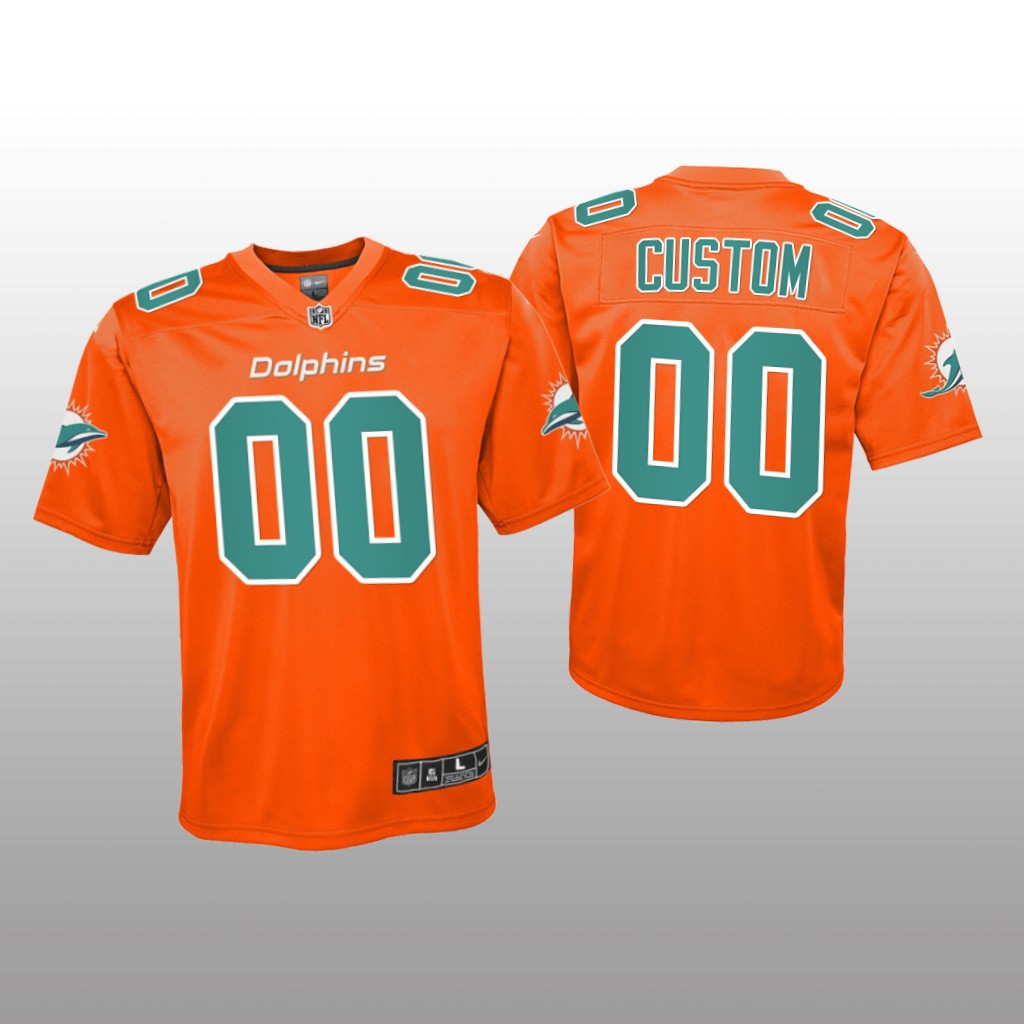 Miami Dolphins Custom Orange Jersey Inverted Game - Youth